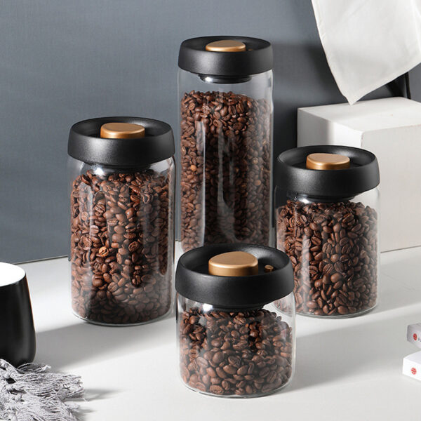 Black Vacuum Sealed Coffee Bean & Food Storage Jar Set 3